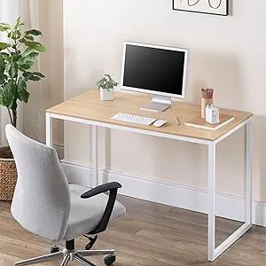 ZINUS Jennifer 47 Inch Computer Workstation / Office Desk - White Frame & Natural Top | Amazon (US)