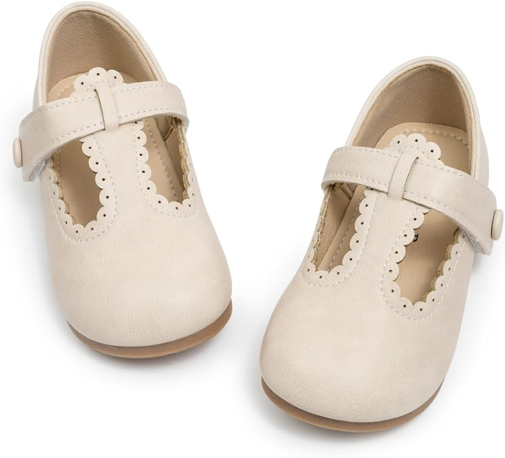 Mary Jane Little Girls Dress Shoes Toddler Baby Ballet Flats Flower Girls Wedding Party Bow Princ... | Amazon (US)