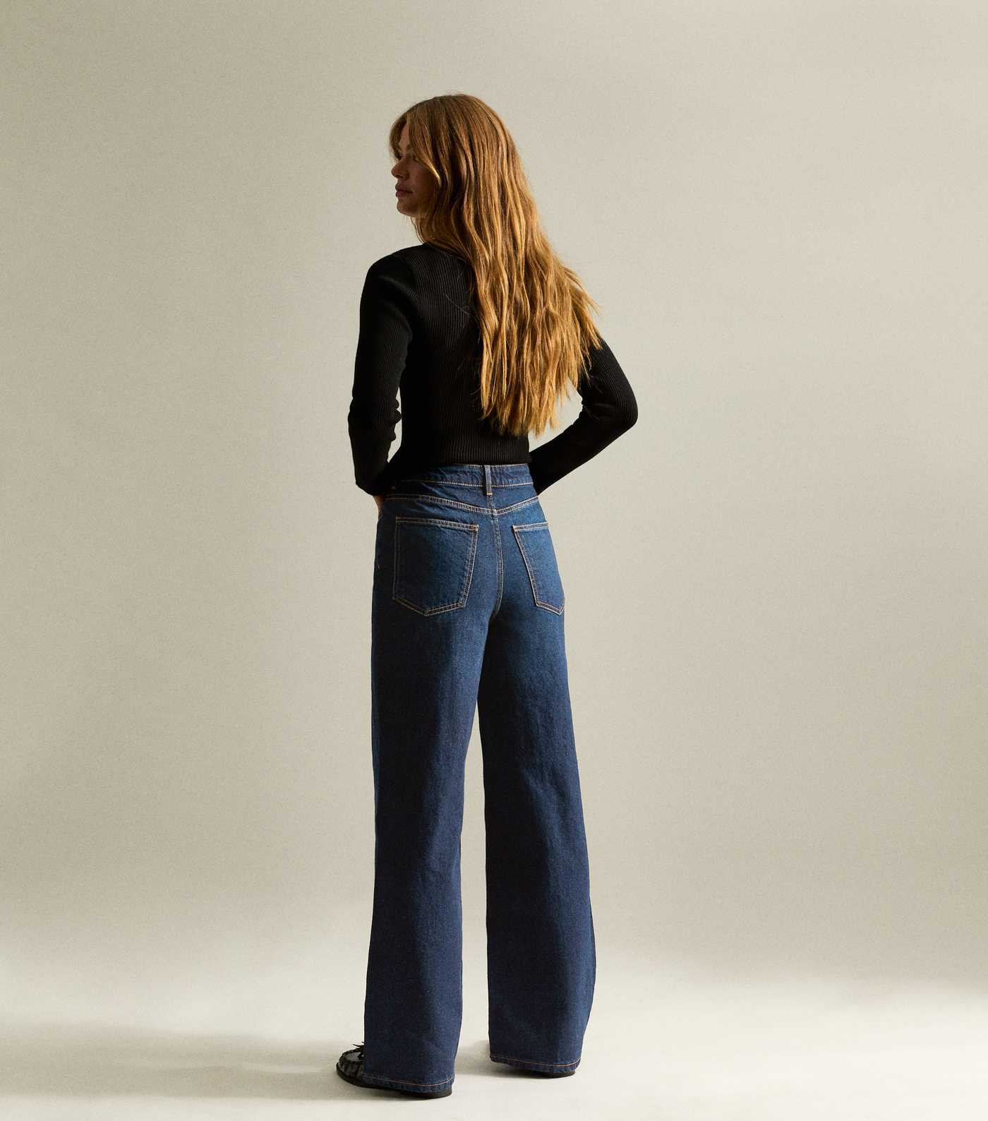 Dark Blue Adalae High Waisted Wide Leg Jeans | New Look | New Look (UK)