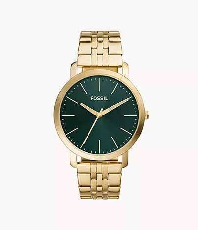 Luther Three-Hand Gold-Tone Stainless Steel Watch | Fossil (US)