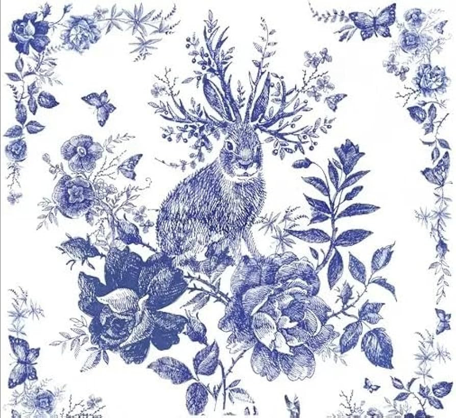 Set of 2 Paper LUNCH Decoupage Napkins BUNNY BLUE WHIMSICAL For Needlework Perfect For Birthday H... | Amazon (US)