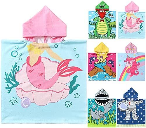 NovForth Kids Beach Towel for Boys Girls, Mermaid Hooded Bath Towel Wrap, Toddler Pool Towel with Ho | Amazon (US)