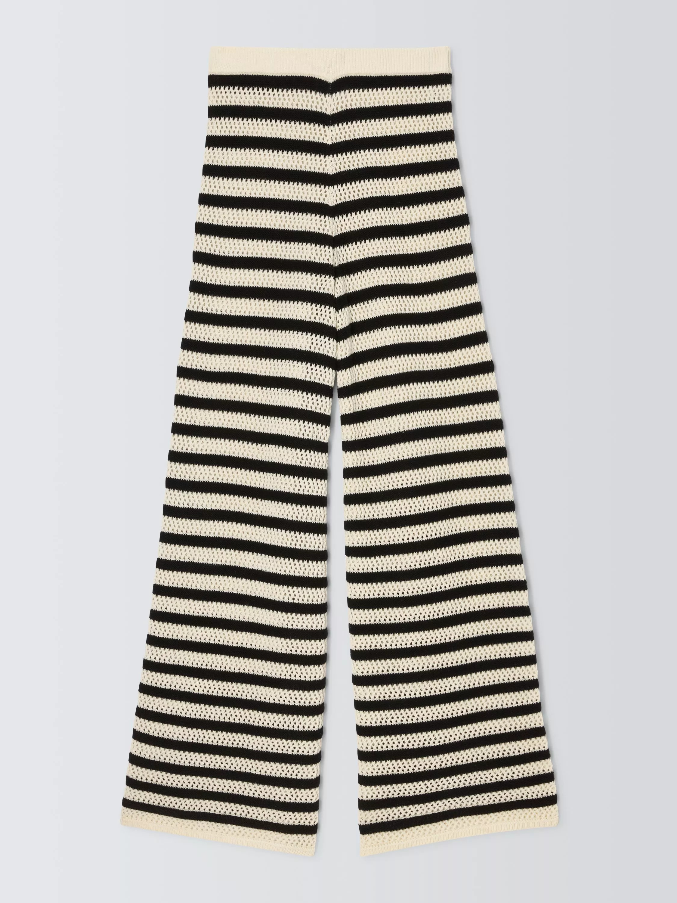 John Lewis ANYDAYStripe Knit Wide Leg Trousers, Monochrome | John Lewis (UK)