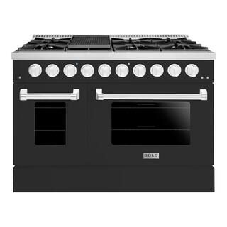 Hallman BOLD 48" 6.7 Cu. Ft. 8 Burner Freestanding Double Oven Gas Range and Gas Oven in Grey Fam... | The Home Depot