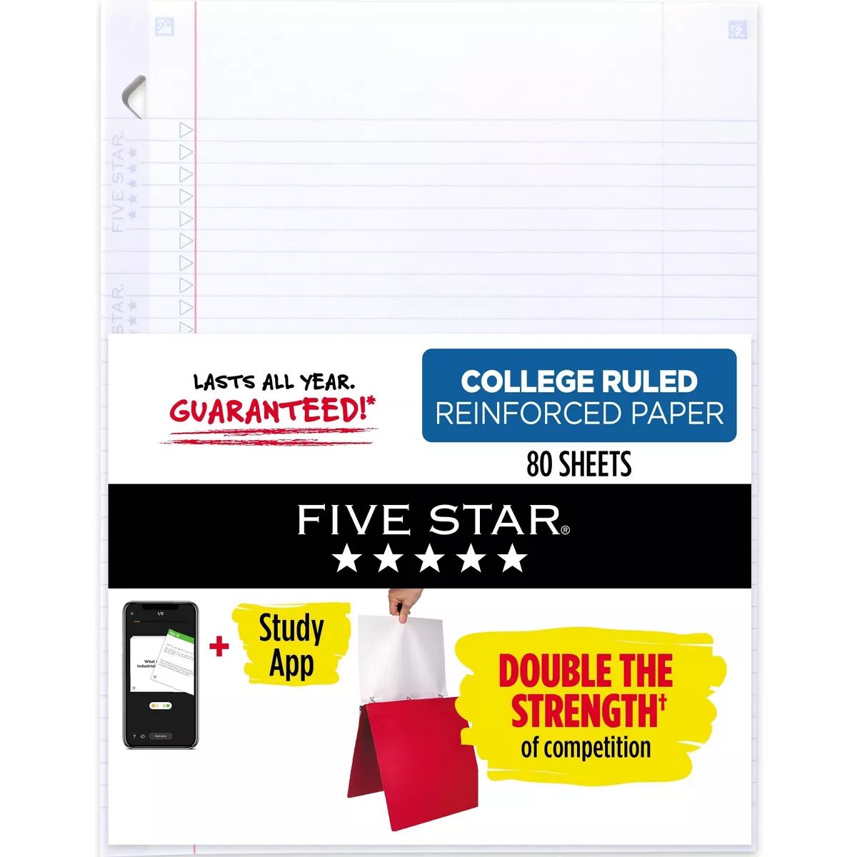 Five Star 80ct College Ruled Reinforced Filler Paper | Target