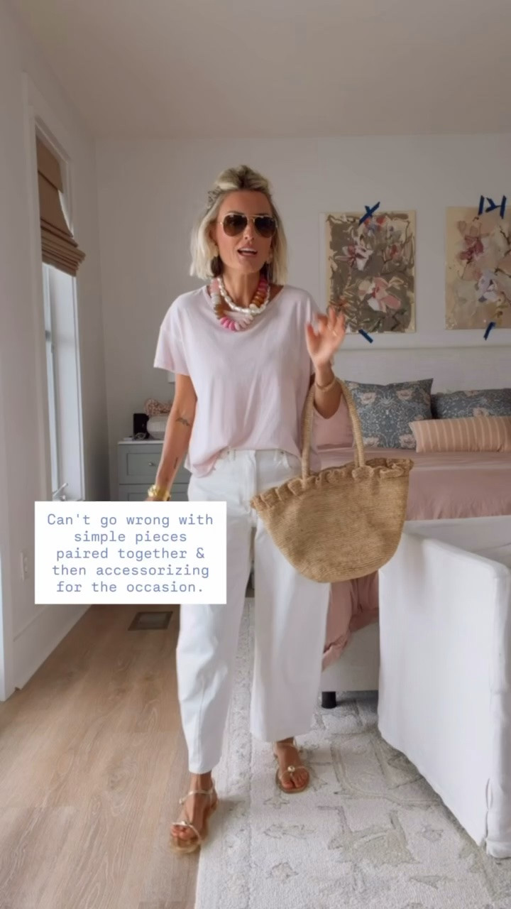 Adding fun accessories is a great way to elevate a simple tee and barrel denim look! Wearing M/4. 

Loverly Grey, Target find, Target fashion, pink tee outfit, white barrel jeans outfit, white barrel denim outfit

#LTKSeasonal #LTKootd