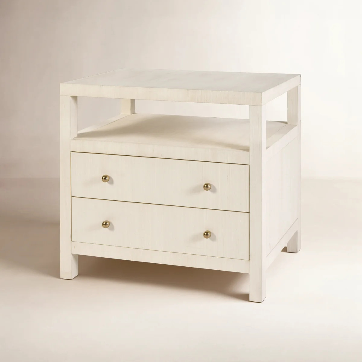 Celine 28 In. W Raffia 2 Drawer Nightstand With Shelf, Beige | Wayfair North America