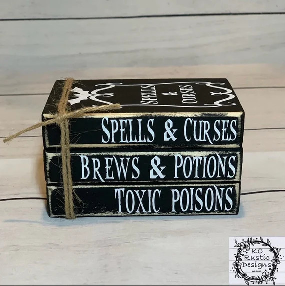 Halloween Wood Book Stack/halloween Decor/ Tier Tray Decor/ - Etsy | Etsy (US)