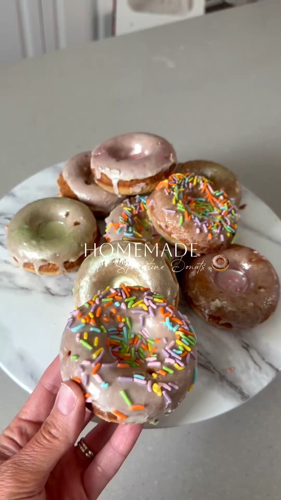 Homemade springtime donuts 🍩 These are still one of my kids favorites 😍 I have so much fun making them, this time I tried edible glitter and they turned out so fun! These are so easy to make and are gone very quickly 😋


Donuts
• 1/2 cup of plain Greek yogurt 
• 1/2 cup of milk 
• 1/4 cup of unsalted butter (melted and cooled)
• 1 egg (lightly beaten)
• 1 teaspoon of vanilla extract 
• 1 1/2 cups of all purpose flour 
• 1/3 cup of sugar 
• 1 teaspoon of cinnamon 
• 1 teaspoon of baking powder 
• 1/2 teaspoon of baking soda 
• 1/4 teaspoon of salt 
Glaze 
• 1 cup of powdered sugar 
• 4-5 tsp of milk
• 1/2 tsp of vanilla extract 

(Topping option) 
Cinnamon Sugar Topping 
• 1/4 cup of sugar
• 1/2 teaspoon of cinnamon 
• 2 tablespoons of melted butter 

Preheat the oven to 375 degrees F and grease two 6-cup donut pans with nonstick spray.
Add the yogurt, milk, butter, egg, and vanilla to a medium bowl. Whisk to combine well.
Add the flour, sugar, cinnamon, baking powder, baking soda, and salt to the bowl. Whisk to combine into a thick batter.
Use ¼ cup batter in each prepared donut spot.
Bake for 12-14 minutes, or until puffed up, golden brown, and a cake tester or toothpick inserted into the center of a donut comes out clean.
Remove from oven and let cool for a minute or two. Run a knife around the edges to loosen, as needed, then transfer donuts to a wire rack to cool completely.
In a small bowl mix powdered sugar, milk and vanilla and whisk them together. Dip the tops of the donuts to cover with glaze and then add your sprinkles! 

Homemade donut recipe, kids breakfast ideas, kids snacks, kids treats, springtime donuts, breakfast recipes, party recipe, Target, Amazon

#LTKmorningroutine #LTKfoodie #LTKSeasonal