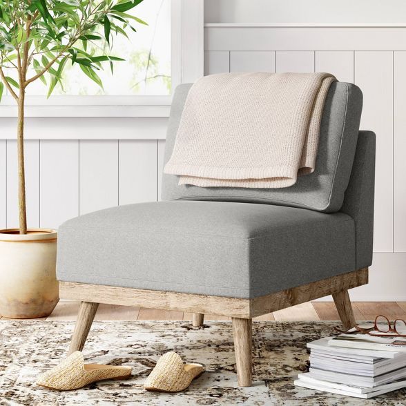 Wood Base Slipper Chair Light Gray - Threshold™ | Target