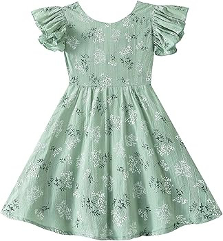 GSVIBK Toddler Girl Cotton Dress Flutter Sleeve Baby Backless Dress Girl Bowknot Floral Ruffle Dr... | Amazon (US)