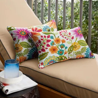 Galliford Multi Floral Indoor/ Outdoor 13 x 20 inch Corded Pillow Set | Bed Bath & Beyond