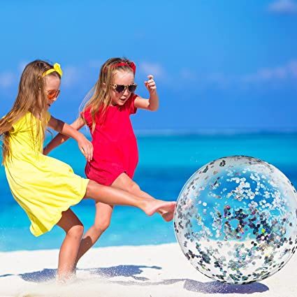 10 Pieces Inflatable Beach Balls Glitter Beach Ball Swimming Pool Balls Floatable Confetti Ball f... | Amazon (US)