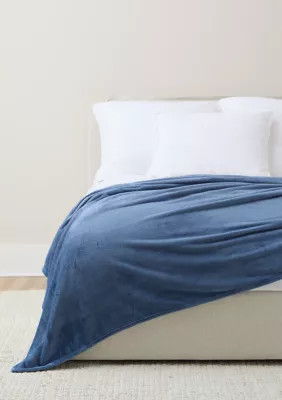 Modern. Southern. Home. Solid Plush Blanket, Blue, Twin | Belk