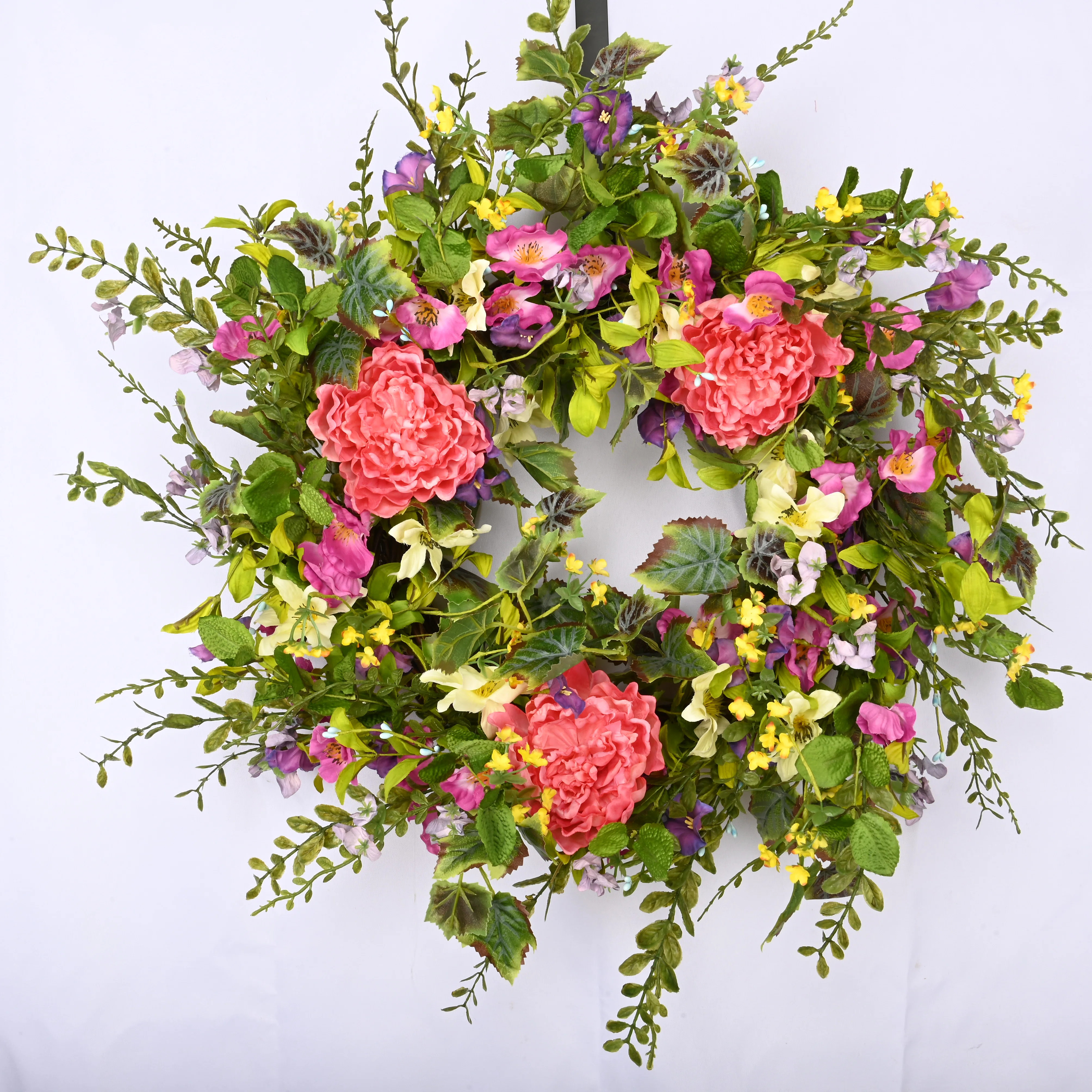 26" Handcrafted Faux Peony Morning Glory Wreath for Front Door | Wayfair North America