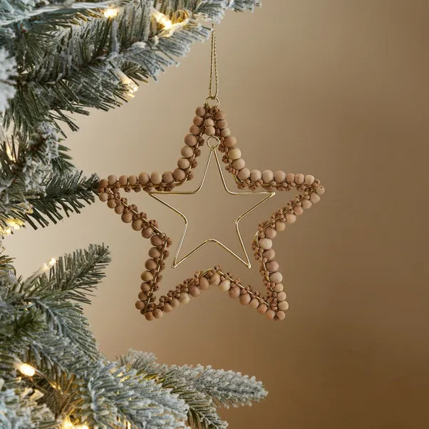 Wooden Bead Star Hanging Decoration | Dunelm (migrated)