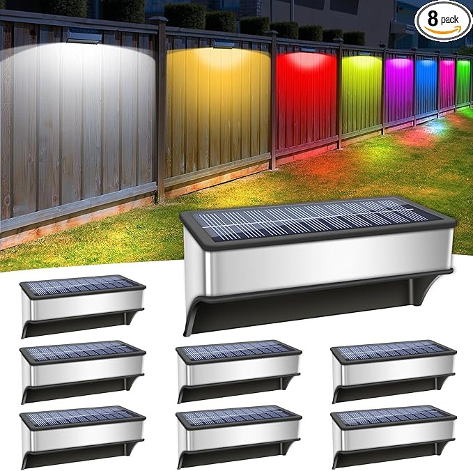 Super Bright Solar Fence Lights,8 Pack Solar Wall Lights Outdoor 60 Lumen Waterproof 8 Modes Warm... | Amazon (US)