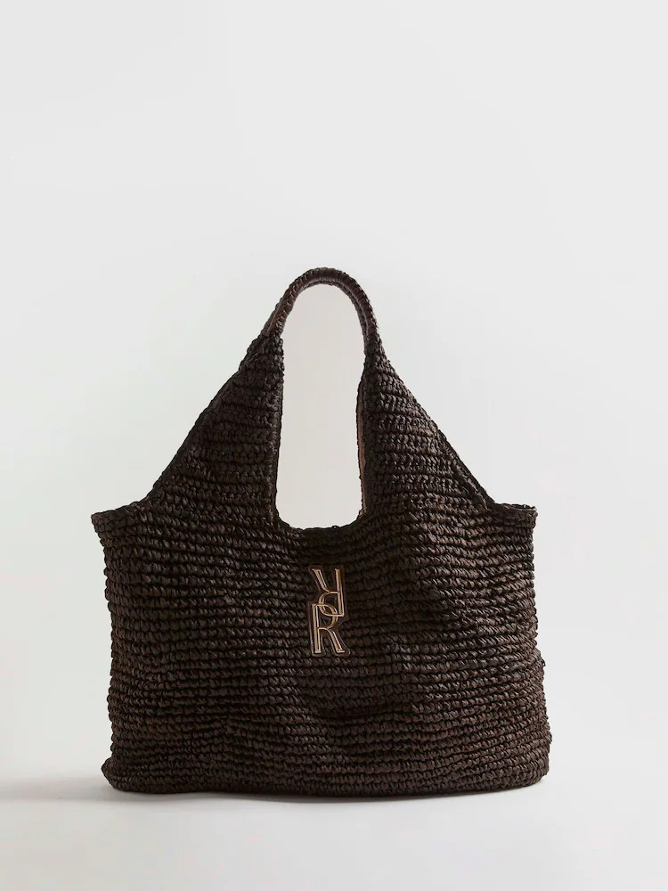 River Island Brown Raffia Shopper Bag | Next US