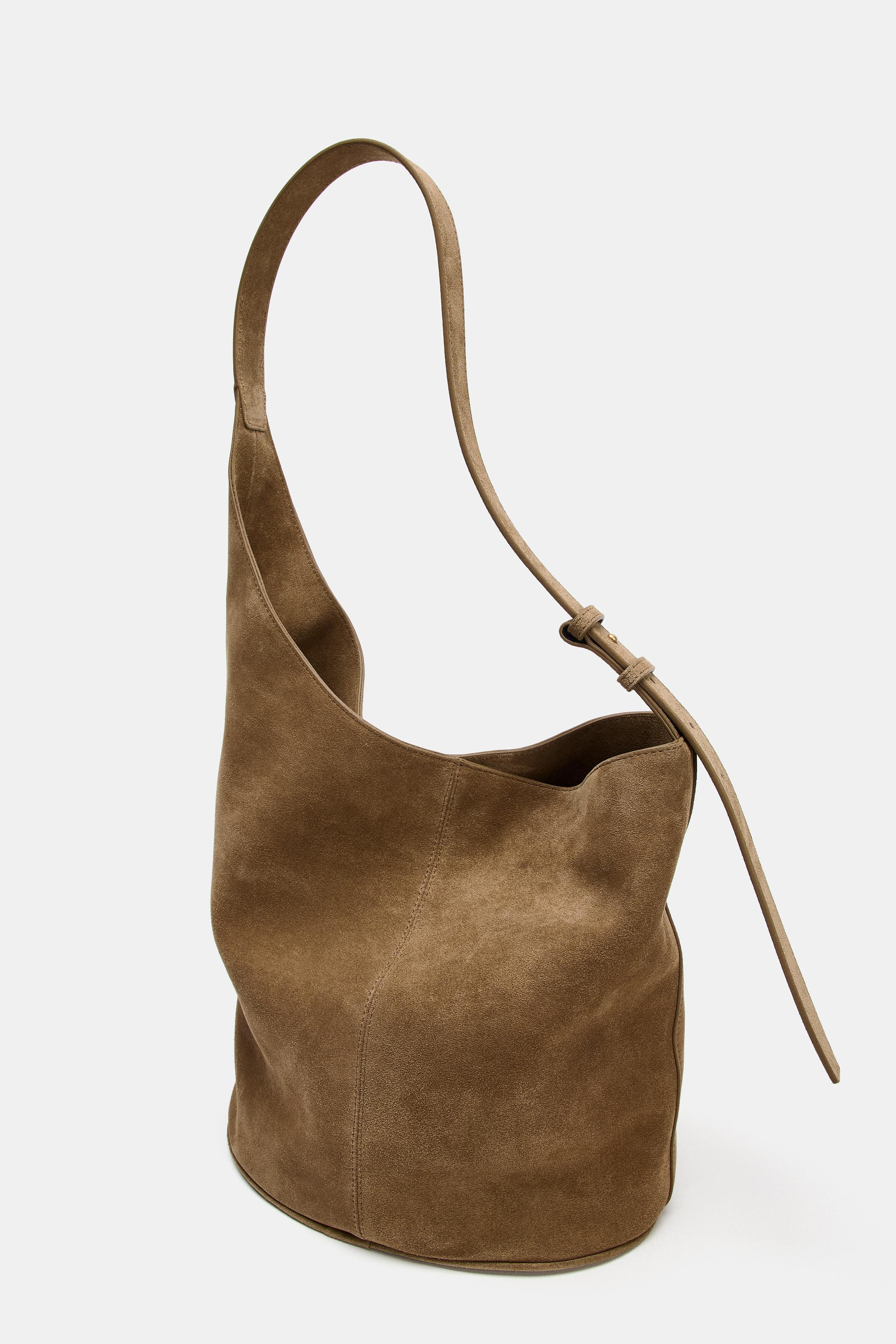 ASYMMETRIC LEATHER BUCKET BAG | Zara UK