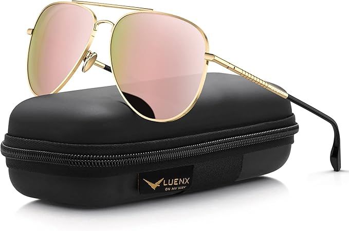 LUENX Aviator Sunglasses for Men Women Polarized - UV 400 Protection with case 60MM | Amazon (US)