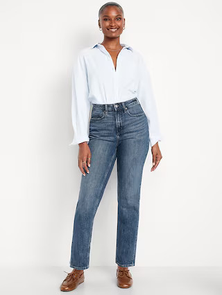 Curvy Extra High-Waisted Straight Jeans | Old Navy (US)