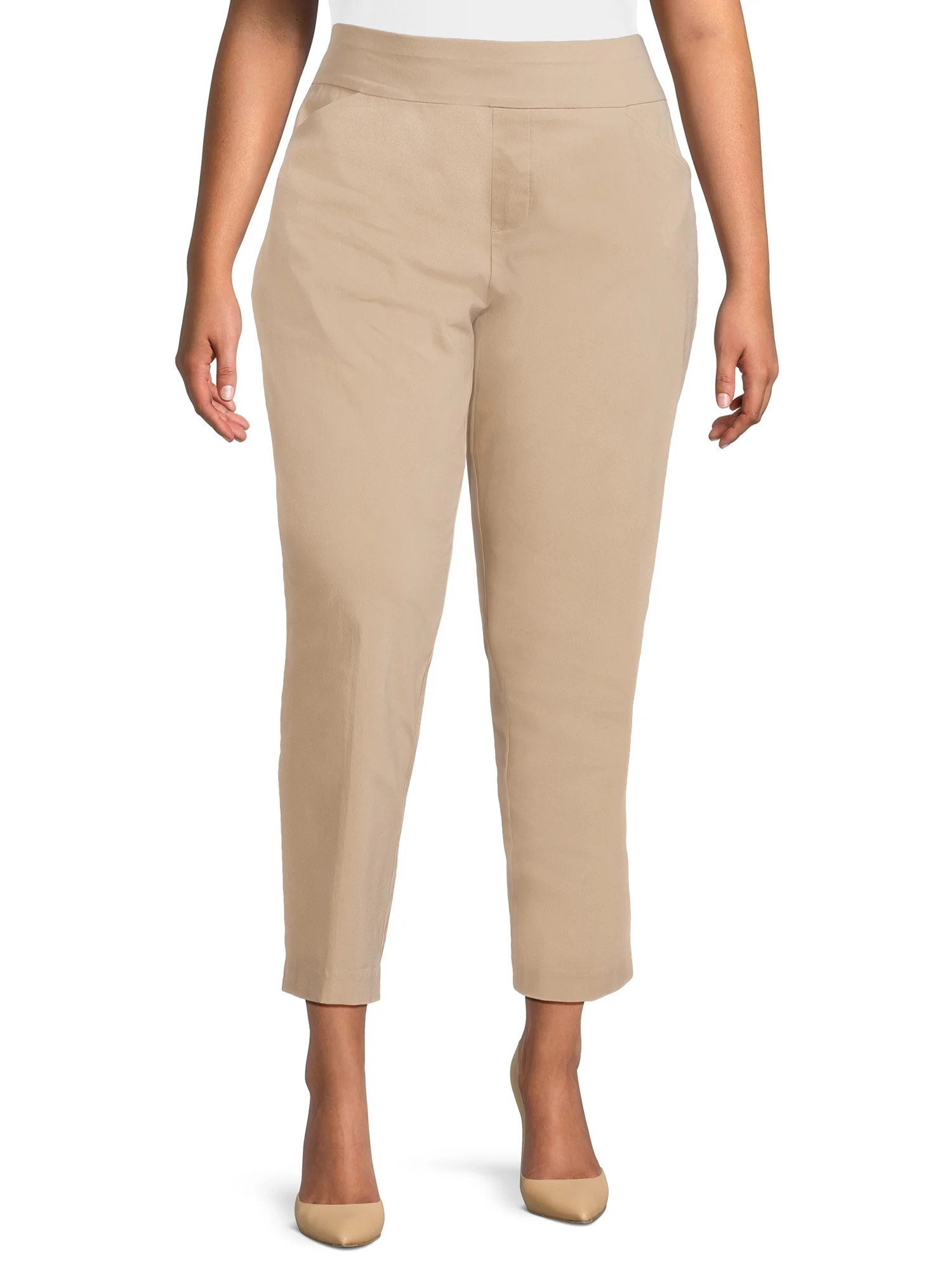 Just My Size Women's Plus Size Millennium Slim Leg Dress Pants, 28" Inseam for Regular | Walmart (US)