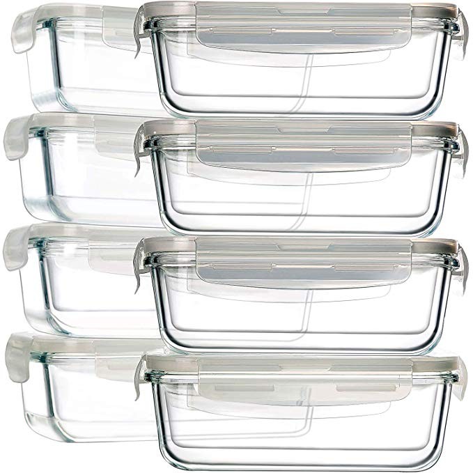 8 Pack 30oz Glass Food Storage Containers, Bayco Glass Meal Prep Containers, Airtight Glass Stora... | Amazon (US)