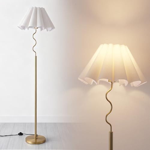 EOEYYOYB Modern Floor Lamp with 3 Color Temperatures, Foot Switch Standing Lamps for Living Room,Tall LED Standing Lamps for Living Room, Bedroom, Office, Beige Linen Shade, 9W Bulb Included, Gold | Amazon (US)
