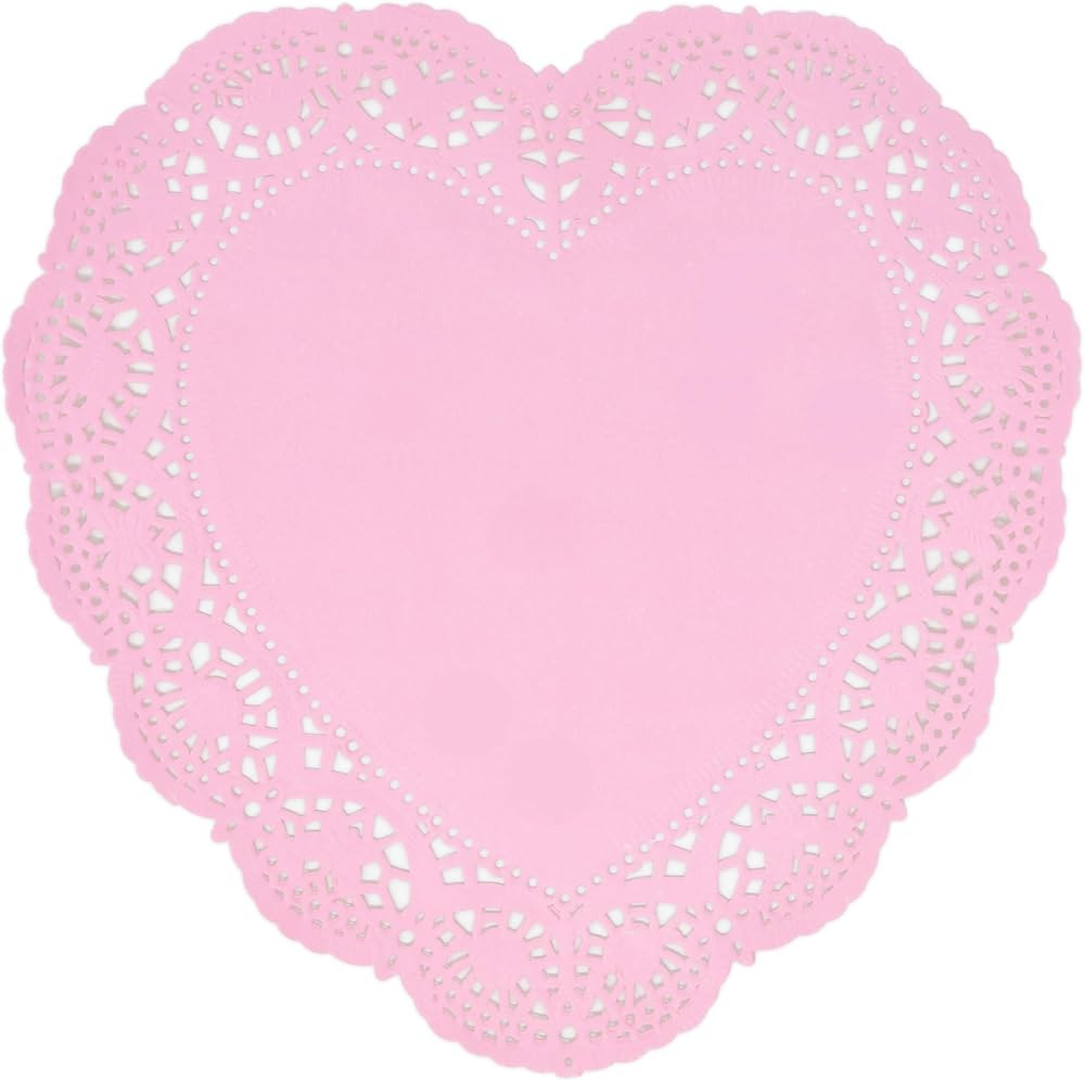 50 Pcs 10 Inch Valentine Heart Doilies Cutouts Paper Lace Doily Pink Valentine's Craft Gift Set f... | Amazon (US)