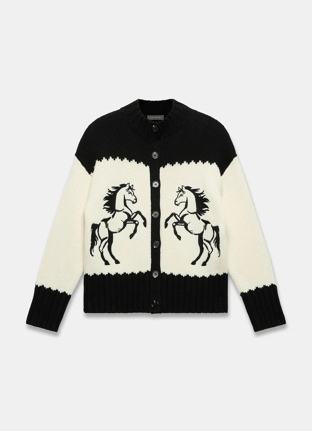 Black Cotton Blend Horse Cardigan | Mint Velvet