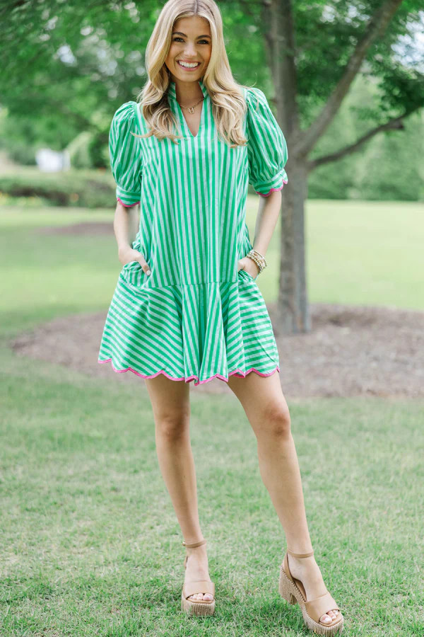 Summer Sand Green Striped Dress | The Mint Julep Boutique
