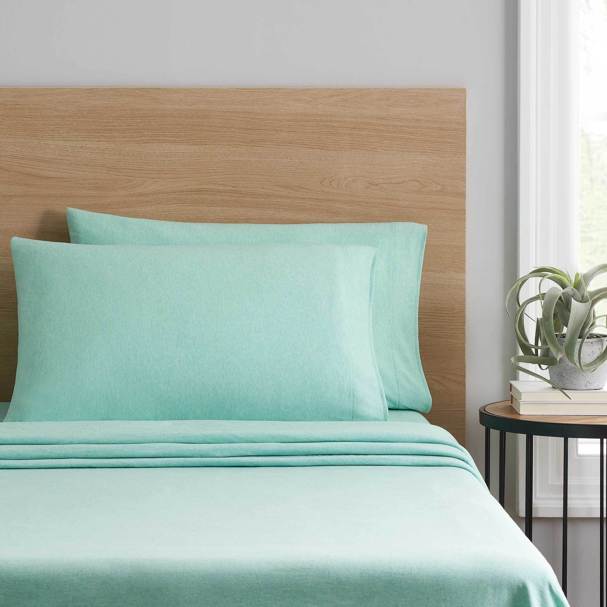 Mainstays Extra Soft Adult Jersey Bed Sheet Set, Queen, Classic Mint, 4 Pieces | Walmart (US)