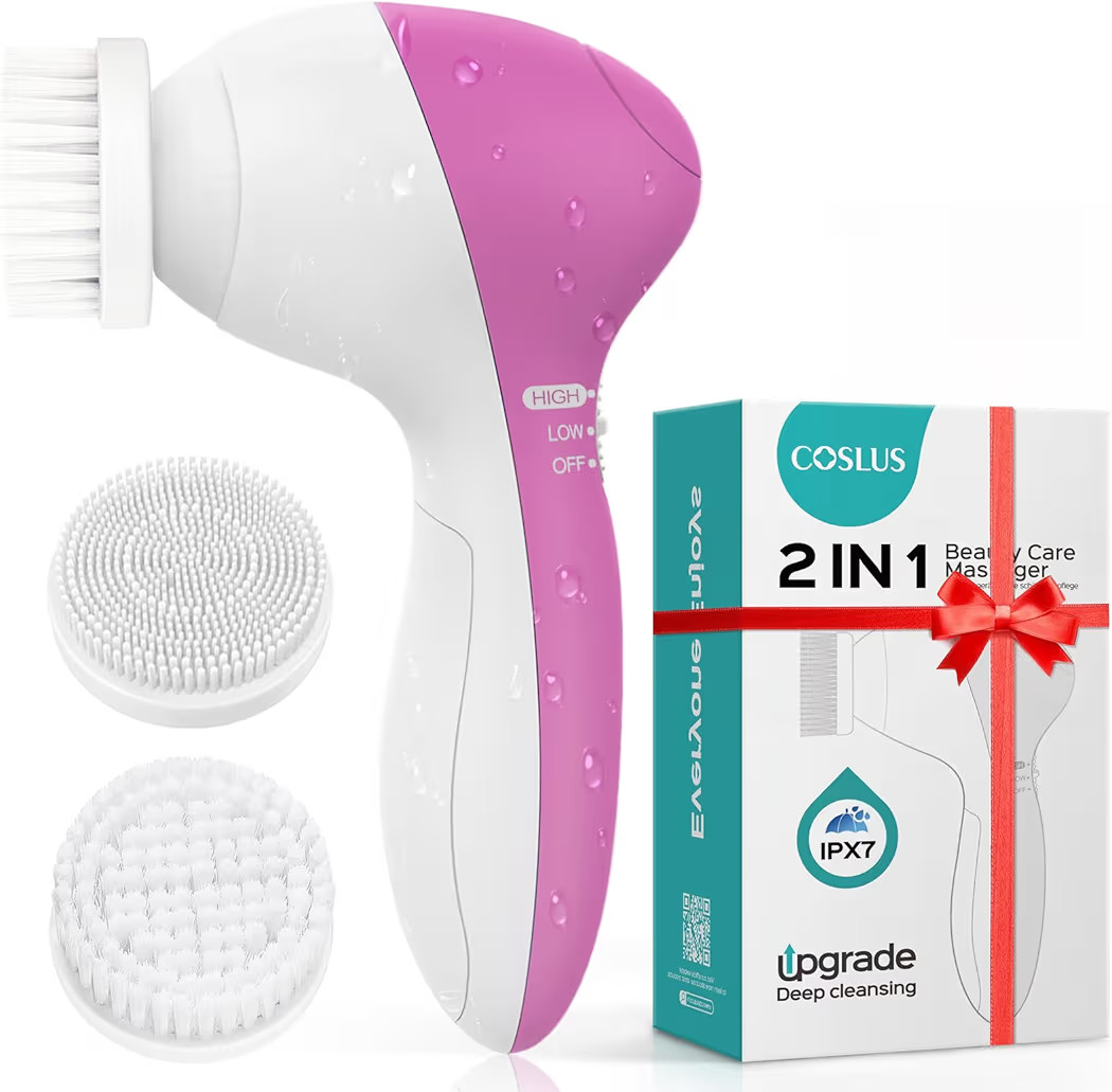 COSLUS Facial Cleansing Brush Silicone Face Scrubber: 2 in1 FBS-D Electric Exfoliating Device Wat... | Amazon (US)