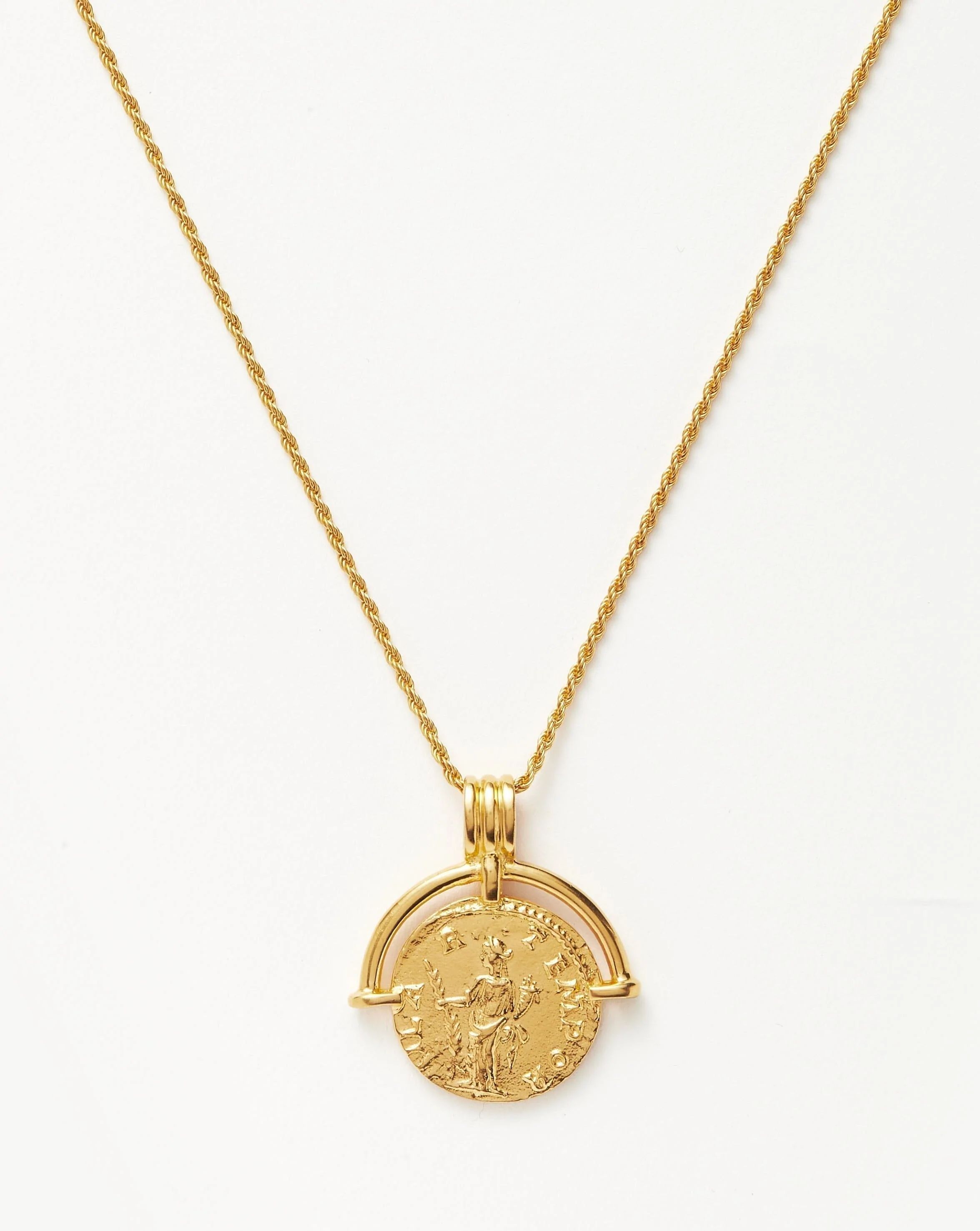 Lucy Williams Engravable Roman Arc Coin Necklace | 18ct Gold Plated | Missoma