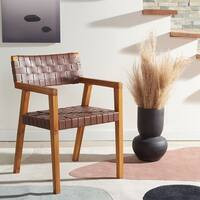 SAFAVIEH Cire Woven Leather Dining Room Chair - 22.1" W x 20.9" L x 31.9" H - On Sale - Overstock... | Bed Bath & Beyond
