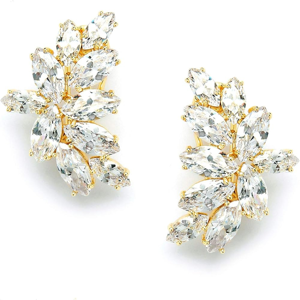 Mariell Gold CZ Bridal Earrings, CZ Wedding Earrings, Gold CZ Bridal Earrings, Gold Earrings for ... | Amazon (US)