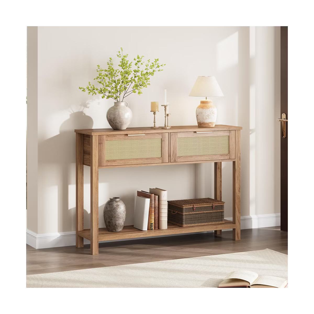 Whizmax Entryway Table, Console Table with Rattan 2 Drawers, Wood Sofa Table with Storage, Boho C... | Target