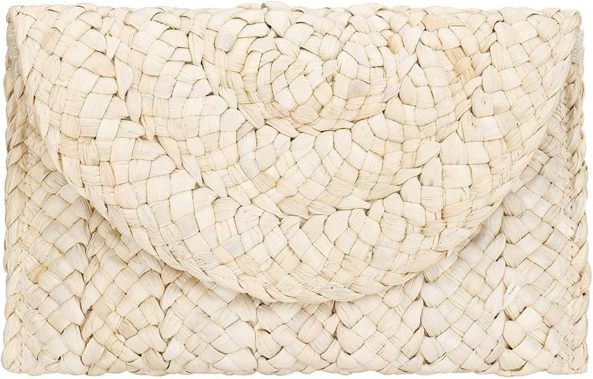 Straw Bags for Women, Large Hand-woven Straw Bag Round Handle Ring Tote Retro Summer Beach Bag | Amazon (US)