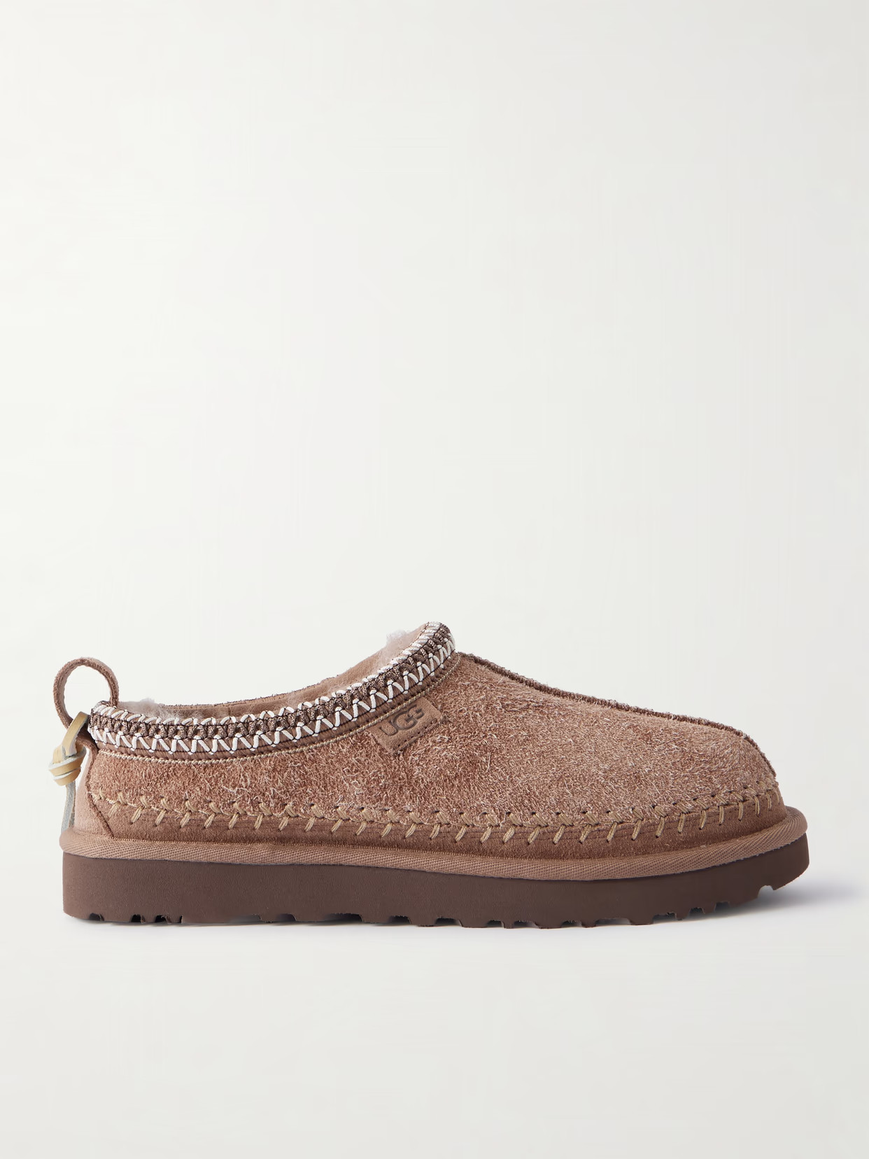 UGG - Tasman Biarritz Shearling-lined Brushed-suede Slippers - Brown | NET-A-PORTER (US)