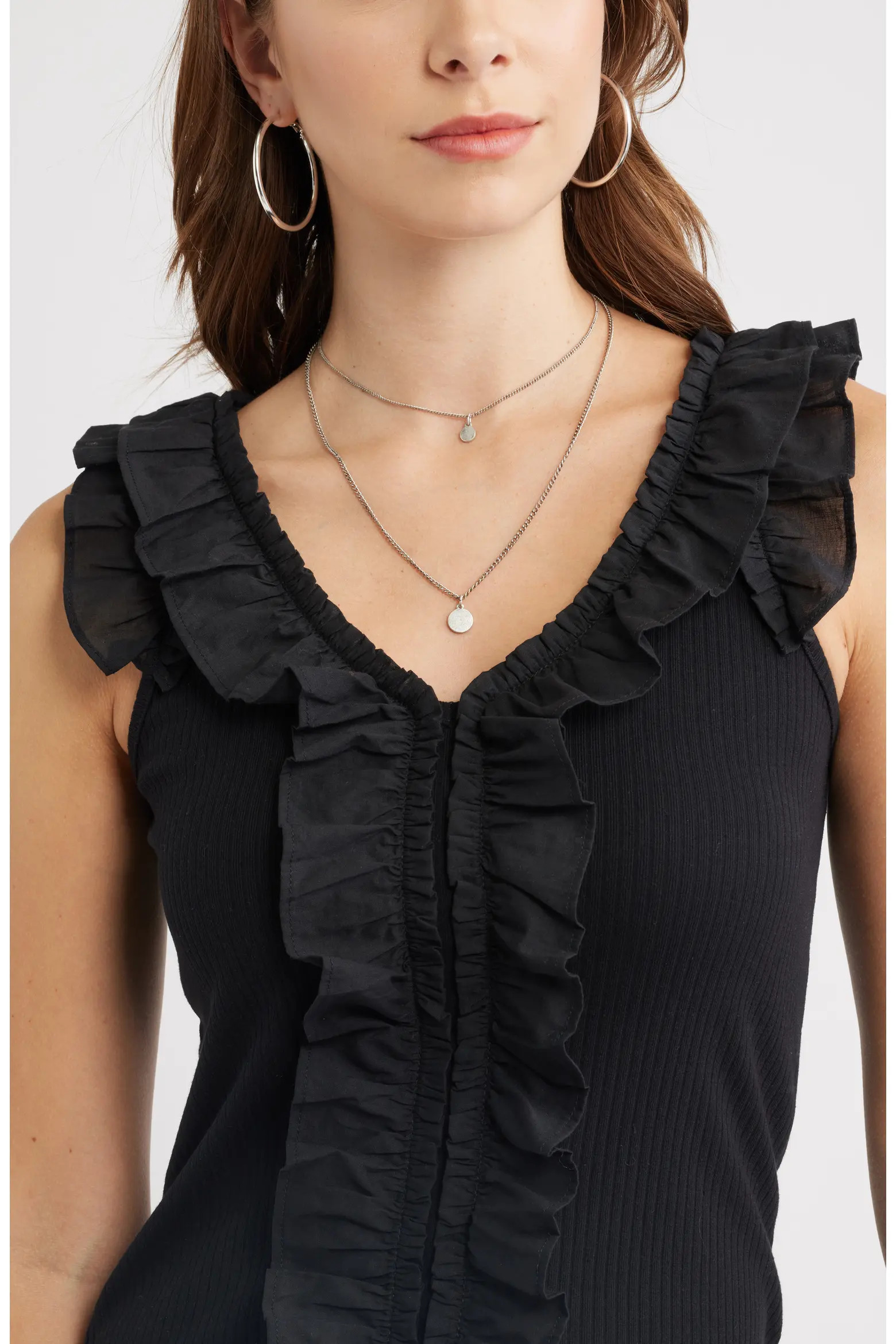 Ruffle Trim Cotton Blend Tank (Women) | Nordstrom | Nordstrom