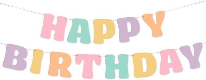 xo, Fetti Pastel Happy Birthday Banner - 1 Piece | Rainbow Bday Party Decorations, Cute Birthday ... | Amazon (US)