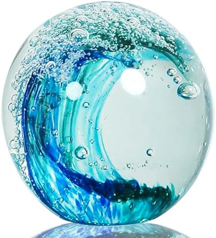 Hand Blown Ocean Wave Glass Ball ：Unique Gift for Beach Lovers，Beach Decorations for Home, Se... | Amazon (US)