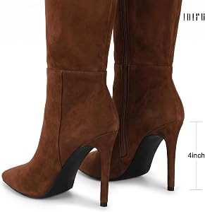 IDIFU Knee High Pointed Toe Stiletto Tall Long Sexy Heel Women Boots | Amazon (US)
