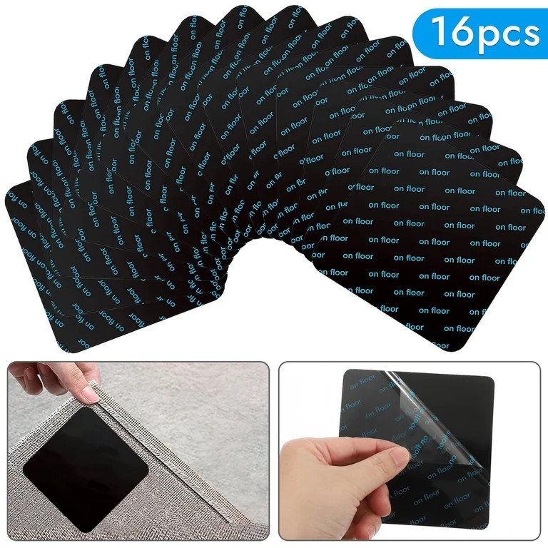 Bevtee 16Pcs Non Slip Rug Grippers, Reusable Carpet Tape, Rug Corner Stickers, for Wood, Tile, Ha... | Walmart (US)