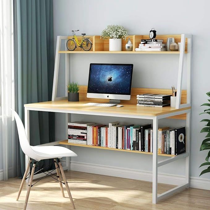 Tribesigns Computer Desk with Hutch, 47 inches Home Office Desk with Space Saving Design with Boo... | Amazon (US)