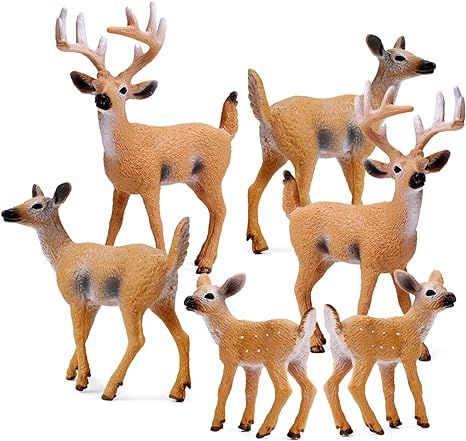 Amazon.com: RESTCLOUD Deer Figurines Cake Toppers, Deer Toys Figure, Small Woodland Animals Set o... | Amazon (US)