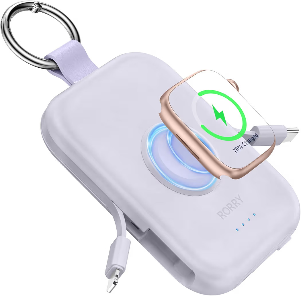 RORRY Portable Charger, 5000mAh Portable Charger Power Bank with Built-in Cables, Travel Keychain... | Amazon (US)