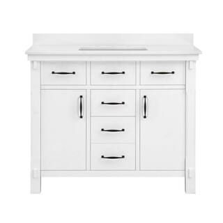 Home Decorators Collection Bellington 42 in. W Bath Vanity in White with Engineered Stone Vanity ... | The Home Depot
