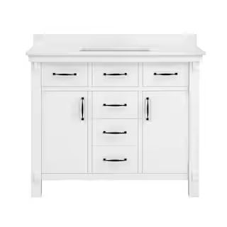 Home Decorators Collection Bellington 42 in. W Bath Vanity in White with Engineered Stone Vanity ... | The Home Depot