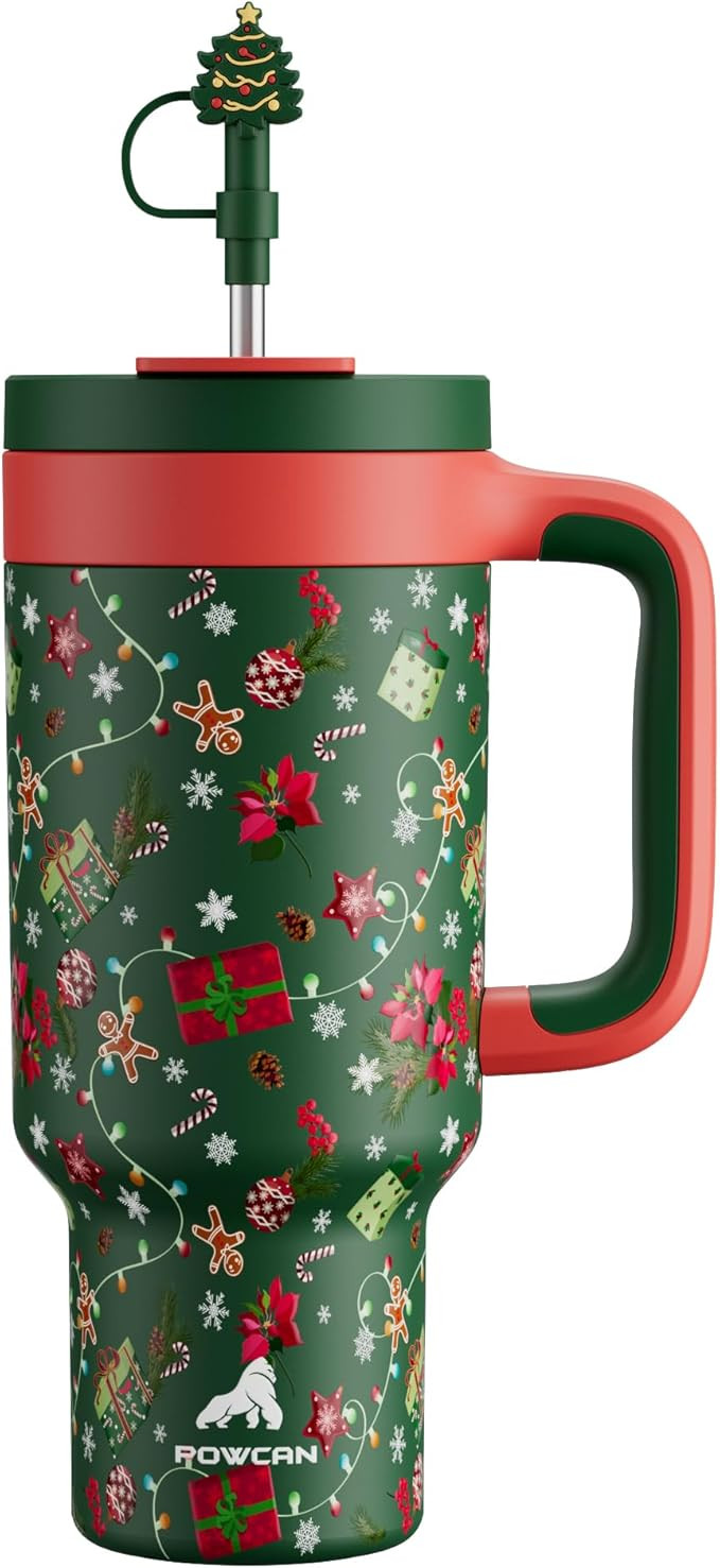 40 oz Christmas Tumbler with Handle, 2-in-1 Straw Lid, Leakproof, Dishwasher Safe, Insulated Stai... | Amazon (US)
